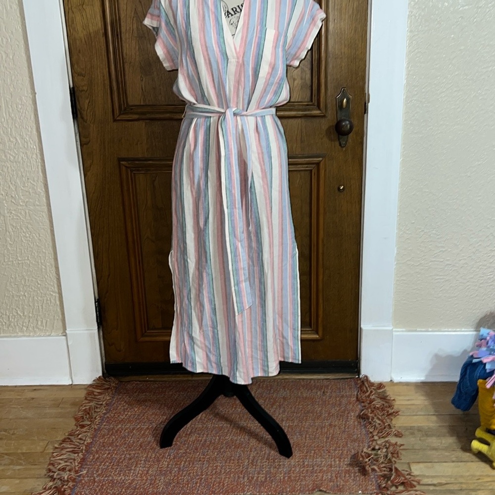 Rails Pink and Blue V-Neck Maxi Dress